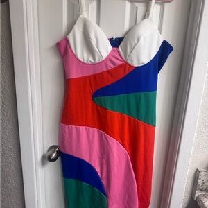 Color block  Strapless Body-con Dress